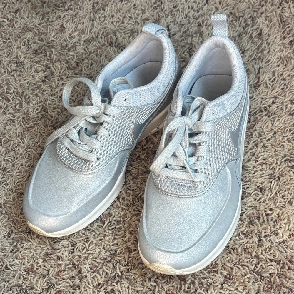 Nike Women's Silver and White Sneakers - Picture 2 of 5